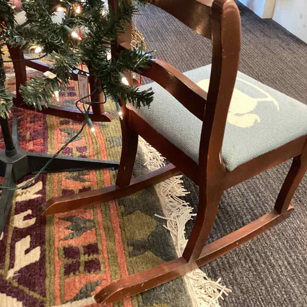 Vintage Needlepoint Childs Rocker