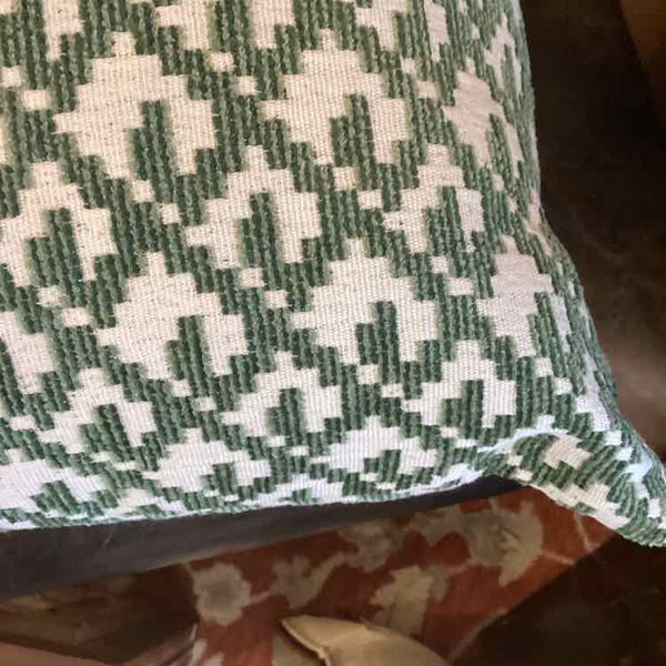 Green & White Square Pillow