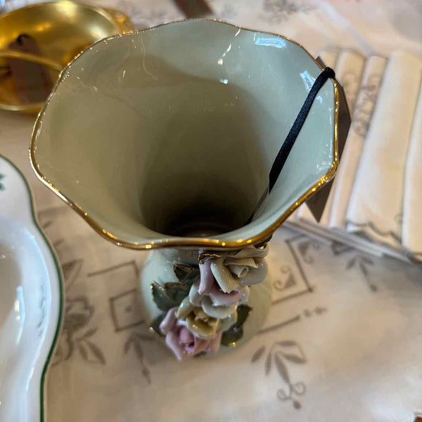 Green Vase with Flowers