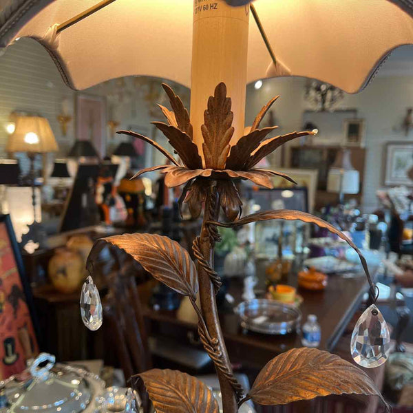 Pair of Copper Leaf Lamp With Prisms