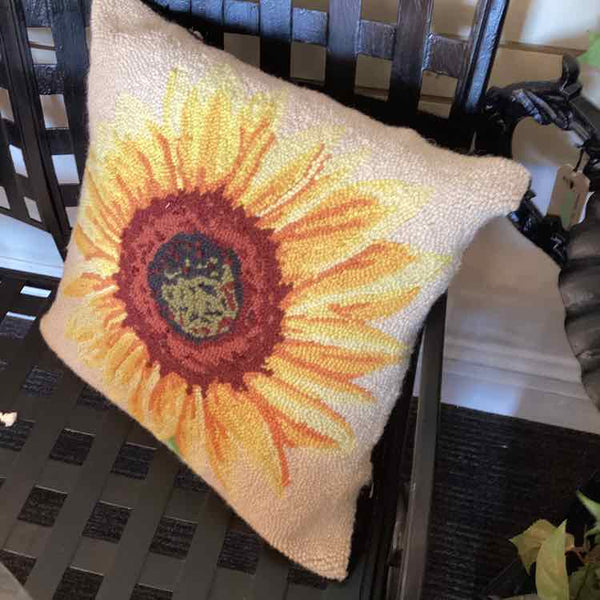 Sunflower Hook Wool Pillow