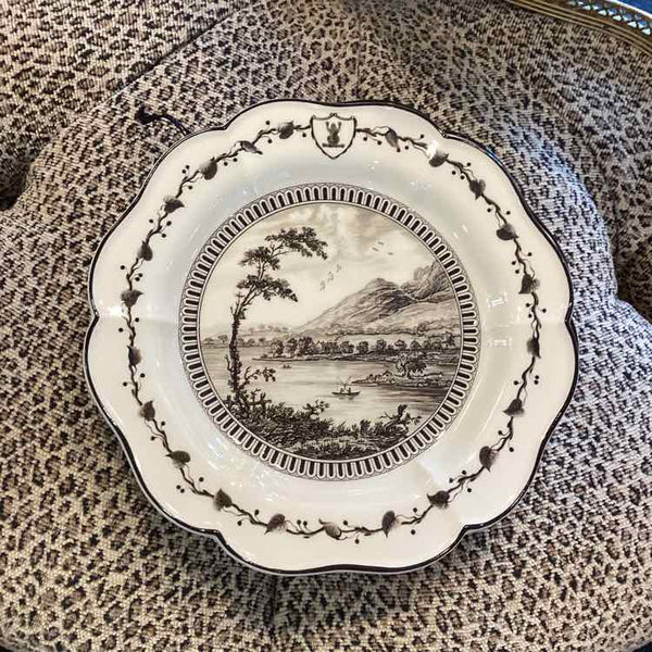 Set of 4 Wedgwood Black/White "Frog Service" Scenic Plates