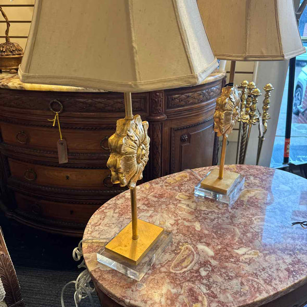 Pair Flower Acrylic Base Lamps