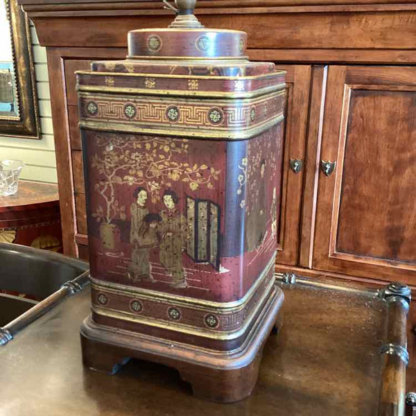 Red And Gold Chinoiserie Lamp