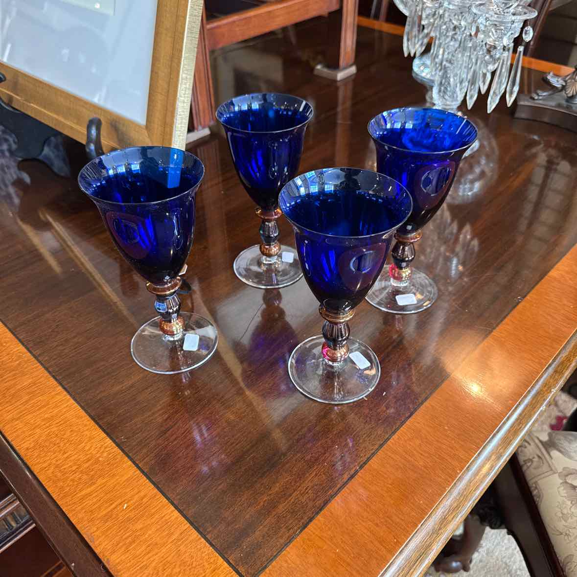 Set of 4 Mikasa Blue Wine Glasses