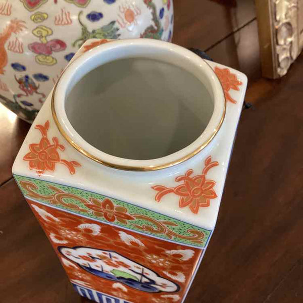 Japanese Imari-Style Square Floral Vase