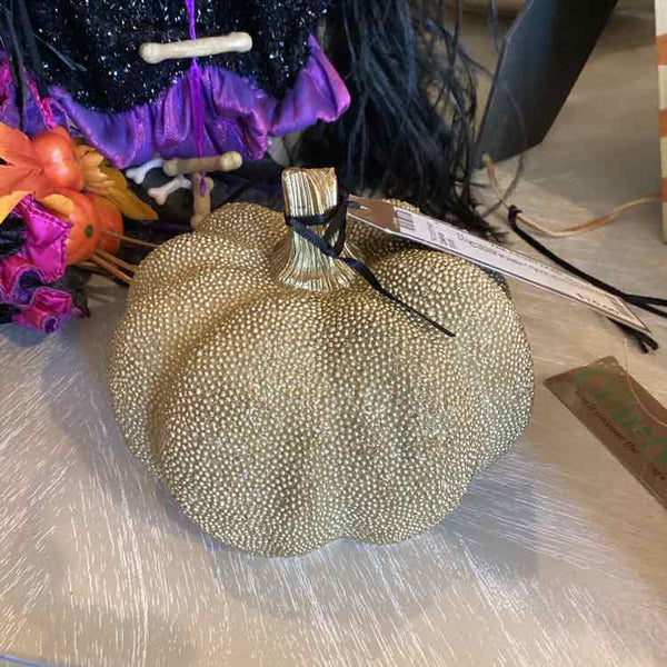 Gold Beaded Resin Pumpkin