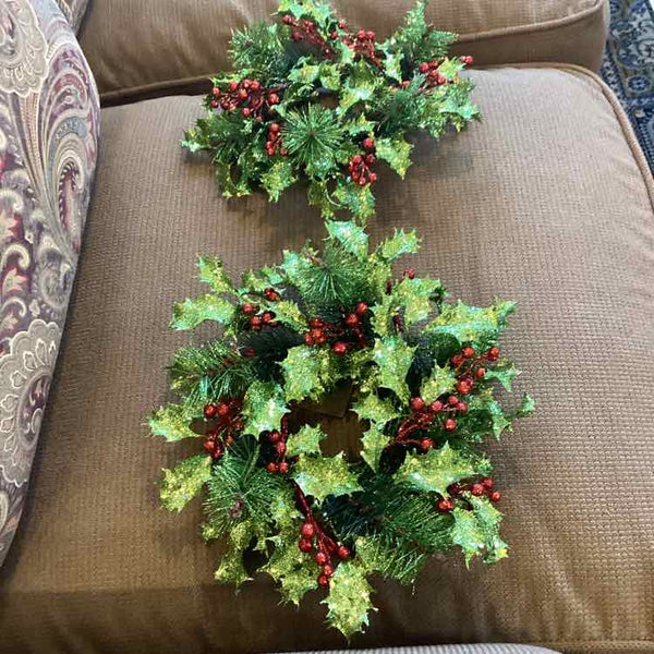 2  Christmas Holly Candle Rings