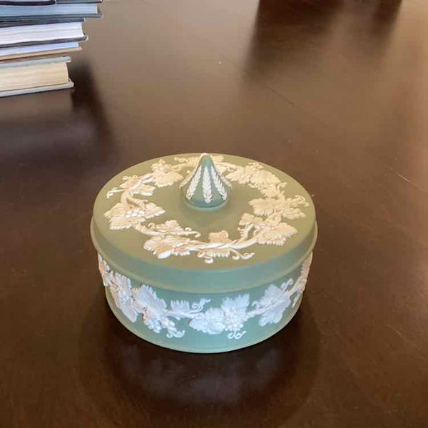 Green Jasperware Bowl With Lid