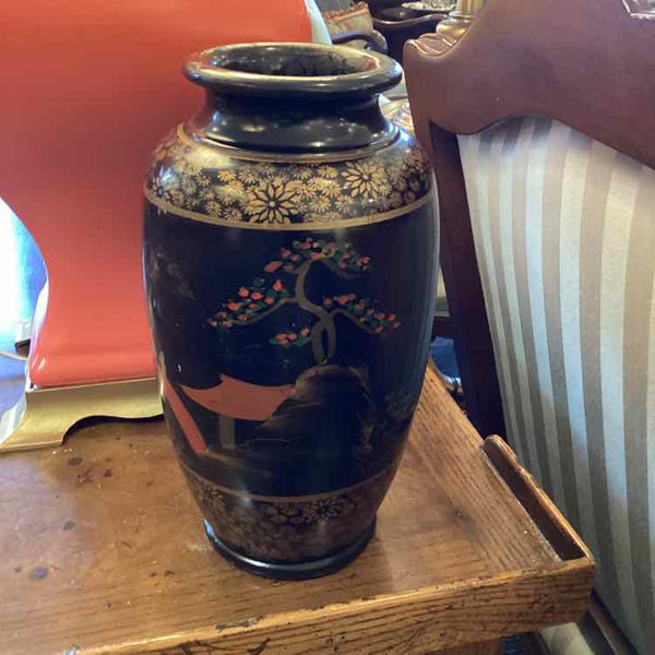 Black Asian Vase "Made in Japan"