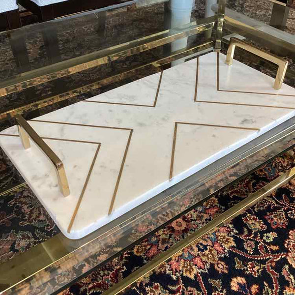 Marble & Gold Tray with Handles