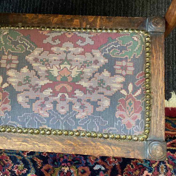 Footstool with Barley Twist Rungs and Tapestry Top