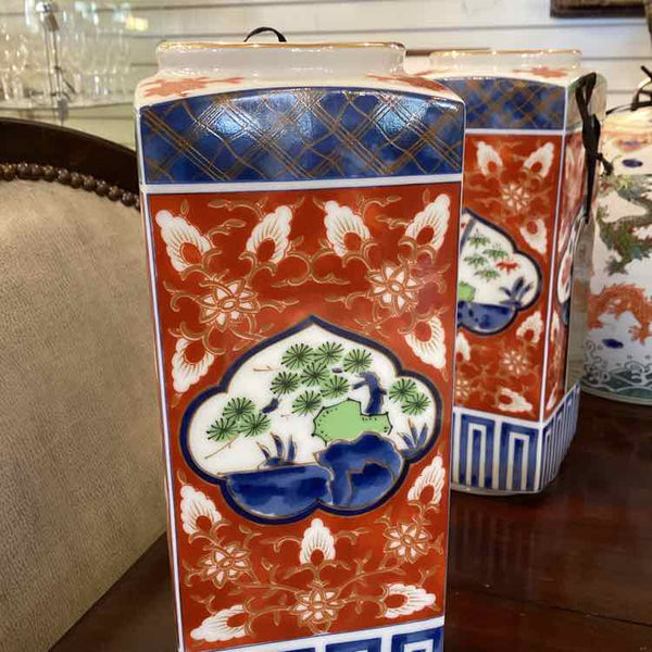 Japanese Imari-Style Square Floral Vase