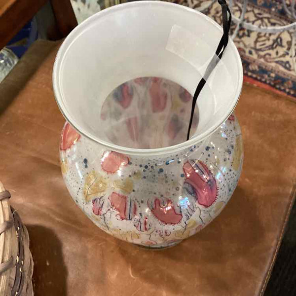 Simron White And Pink Glass Vase