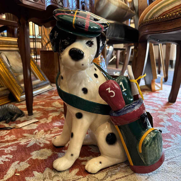 Ceramic Dalmation Dog w/Golf Clubs