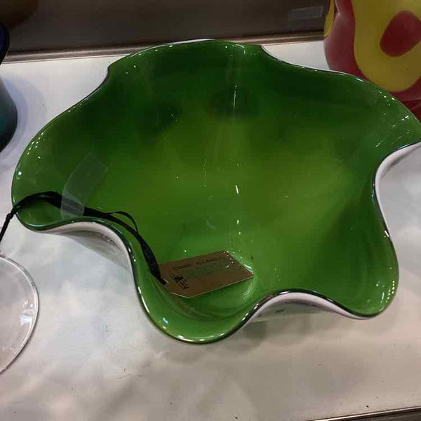 Mid Century Green And White Vase