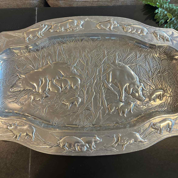 Arthur Court Platter With Pigs