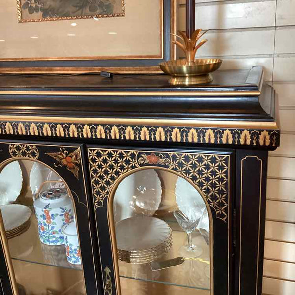 "AS IS" Asian Black Painted Cabinet