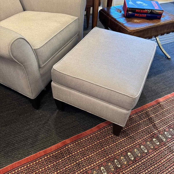 Ethan Allen Chair and Ottoman - Navy Cream