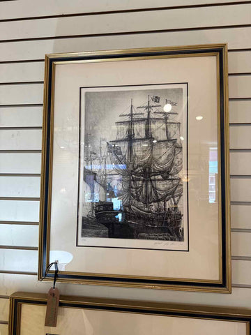 Engraving by Gaines - "The Whaling Ship"