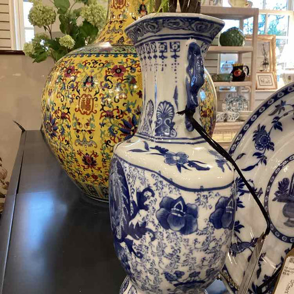 Pair Of Blue And White Chinoiserie Vases