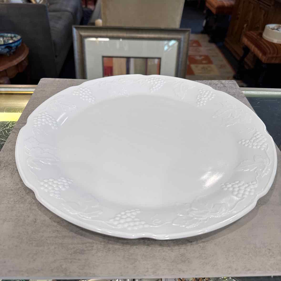 Milk Glass Platter/Grape Pattern