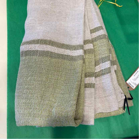 Green and Natural Stripe Linen Tablecloth