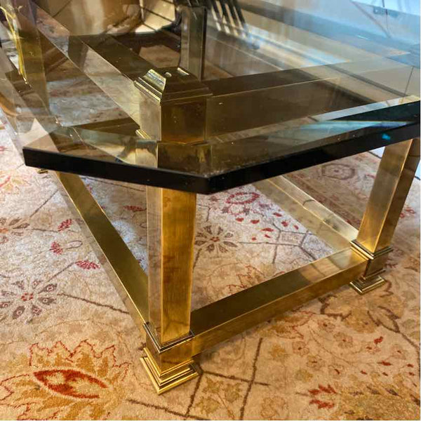 LaBarge Beveled Top Glass/Brass Table