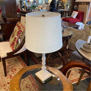 White Decorative Lamp with Light Blue Shade