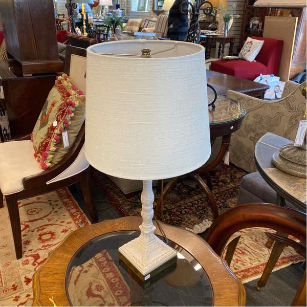 White Decorative Lamp with Light Blue Shade