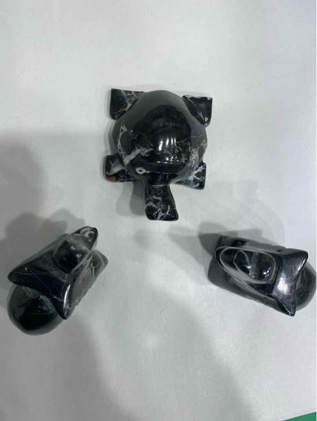 3 Carved Obsidian Animals