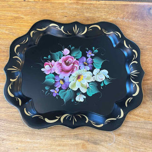 Black & Gold Floral Tray
