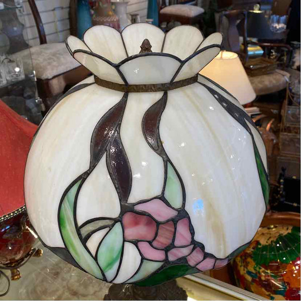 Pink/Green/Ivory Stained Glass Lamp