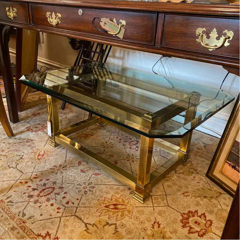 LaBarge Beveled Top Glass/Brass Table