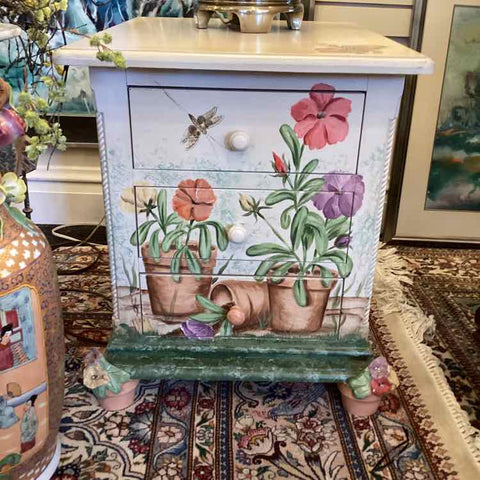 Hand Painted Hardwood Table with 3 Drawers - Sidney Arthur
