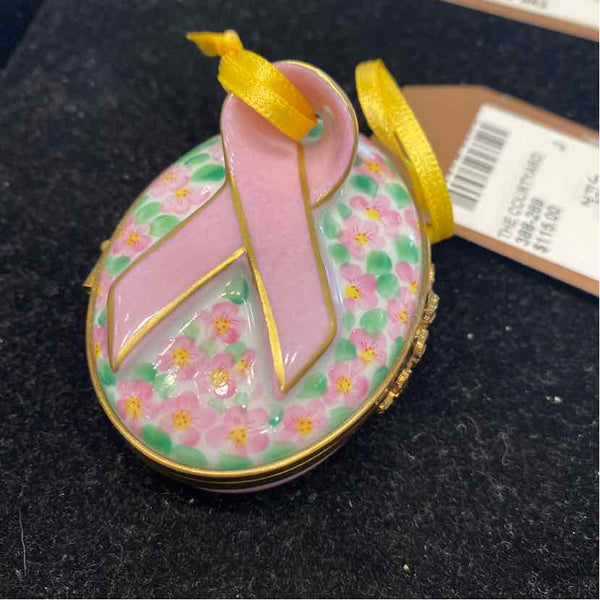 Limoges Porcelain Box-Pink Ribbon
